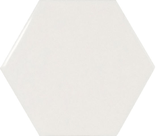 Wall Tiles Scale Hexagon White Polished 4" x 5"