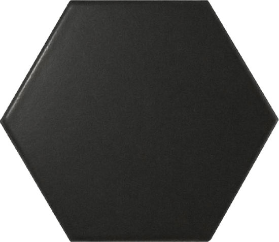 Wall Tiles Scale Hexagon Black Matte 4" x 5"