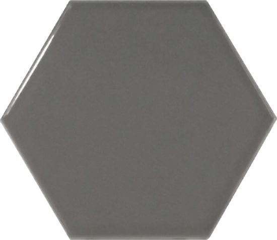 Wall Tiles Scale Hexagon Dark Grey Polished 4" x 5"