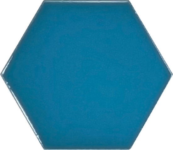 Wall Tiles Scale Hexagon Electric Blue Polished 4" x 5"