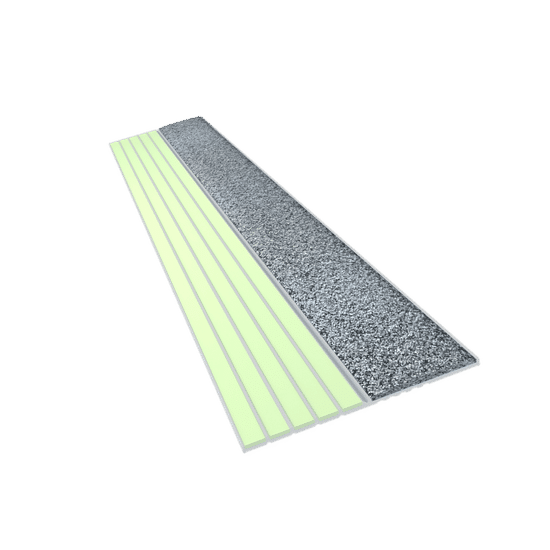 Ecoglo E40 Photoluminescent Step Edge Contrast Strip with Grey Anti-Slip Strip 2" (Sold in Linear Feet)