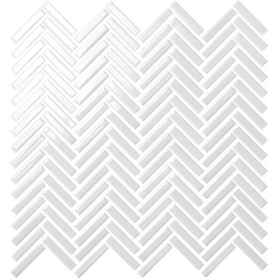 Wall Tiles Paint Stick Herringbone White Glossy 3/8" x 2"