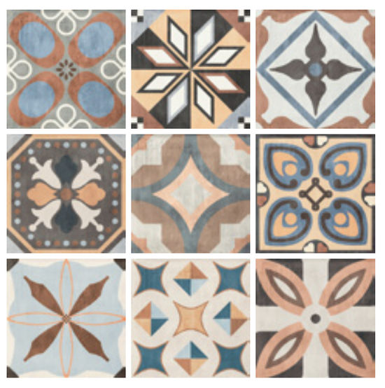 Floor Tiles Patchwork Colors Mix Matte 8" x 8"