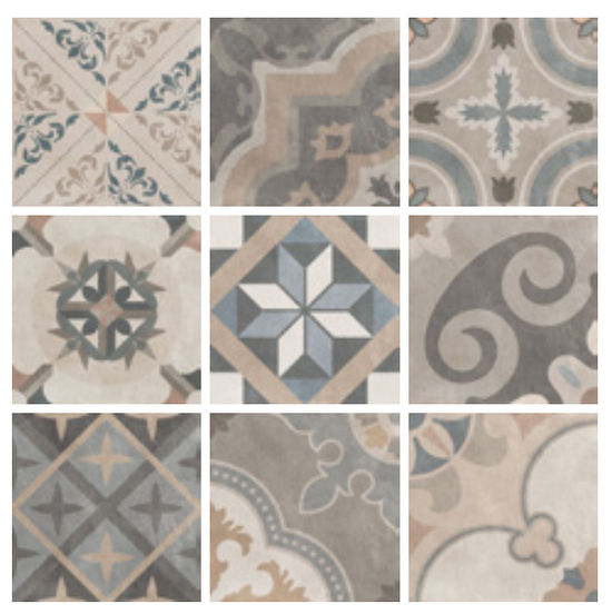 Floor Tiles Patchwork Black & White Classic Mix Matte 8" x 8"
