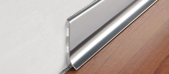 Wall Base Skirting 40 with Adhesive Polished Stainless Steel - 1-9/16" (40 mm) x 7/16" x 6' 6-3/4"