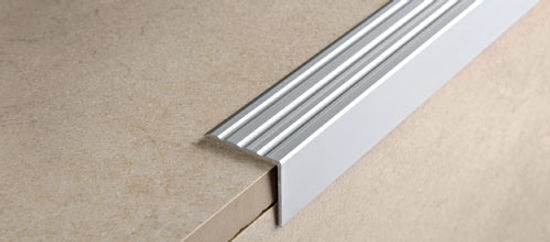 Stair-Nosing Profile Prowalk Punched Anodized Aluminium Silver 24 x 10