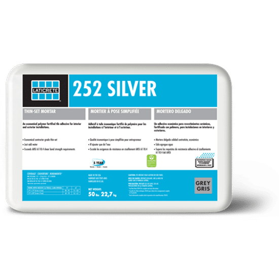 252 Silver Cementitious Thin-Set Powder Grey 50 lb