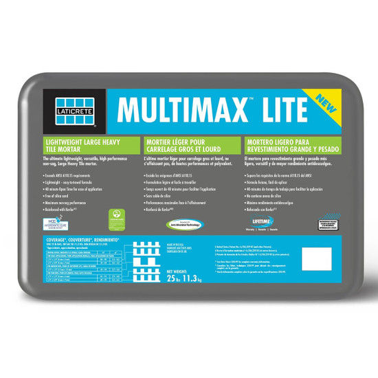 Multimax Lite Tile Mortar in Polymer Fortified White 25 lb