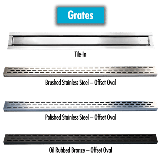 Hydro Ban Linear Grate Offset Oval Brushed Stainless Steel 24"