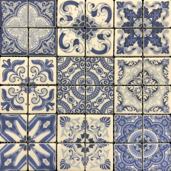 Mosaic Florentina Roman Blue Glossy 12" x 12"