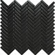 Mosaic Herringbone Black Satin 12" x 12"
