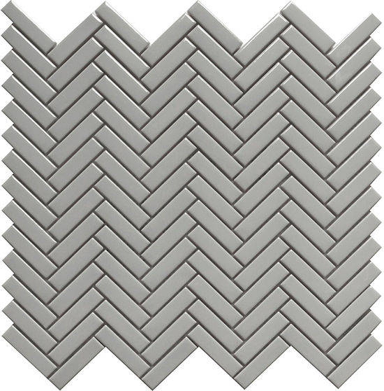 Mosaic Herringbone Grey Glossy 12" x 12"