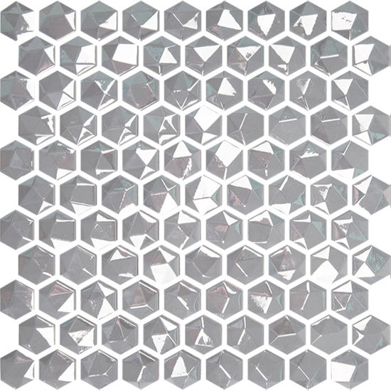 Mosaic Edna Hexagon Cloud Glossy 12" x 12"
