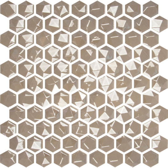 Mosaic Edna Hexagon Coffee Glossy 12" x 12"
