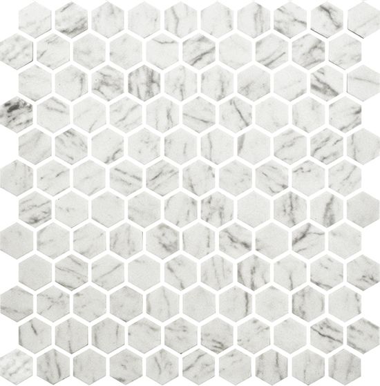 Mosaïque Hexagon Stones Carrara Mat 12" x 12"