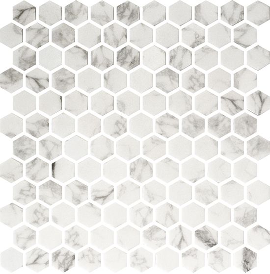 Mosaic Hexagon Stones Statuario Matte 12" x 12"