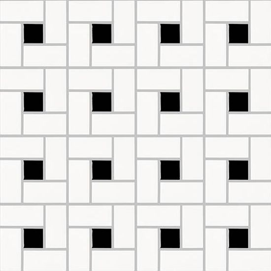 Mosaic Basic Hexagon/Octagon Spiral Black and White Satin 12" x 12"