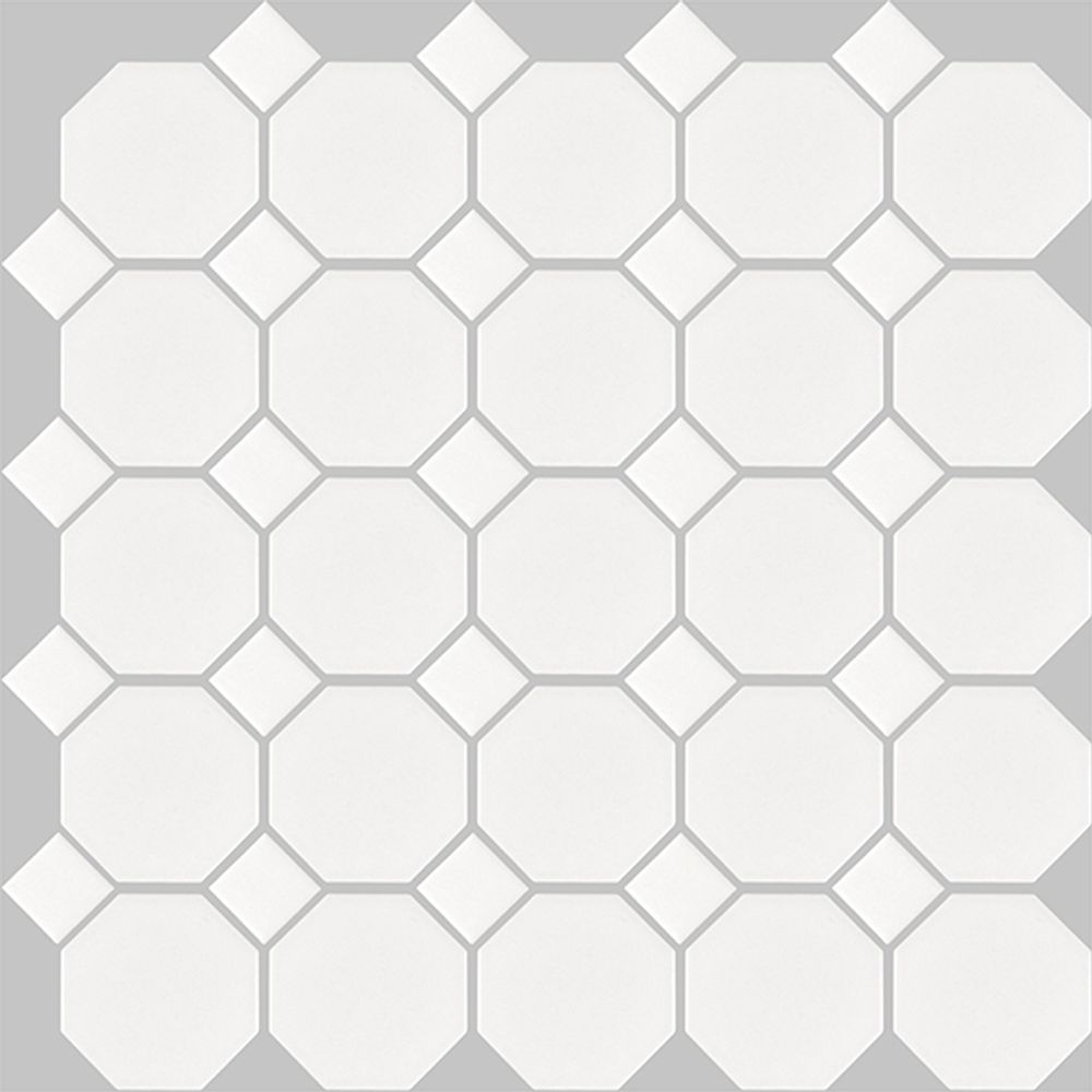 Centura Mosaic Basic Hexagon/Octagon Octagon White Satin 12" x 12"  (HXY010101) FloorBox