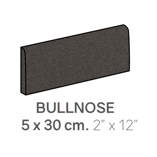 Bullnose Plain Techno Charcoal Matte 2" x 12" (Pack of 60)