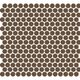 Mosaic Penny Round Dark Brown Glossy 12" x 12"