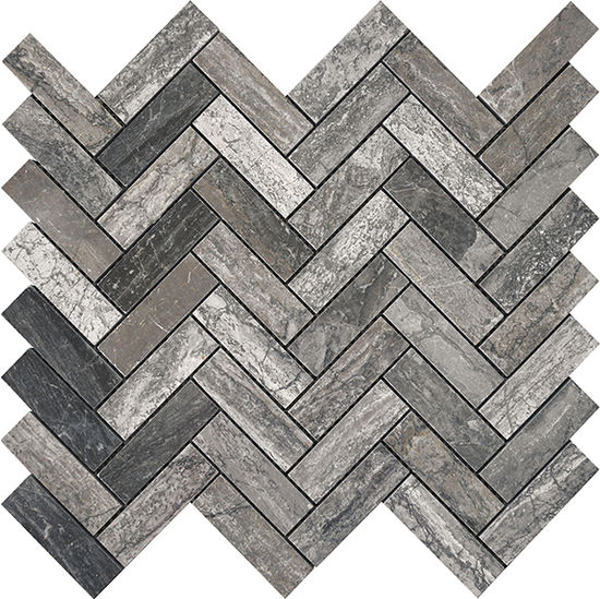Mosaic Terra Marble Metalicus Herringbone Polished 12" x 12"