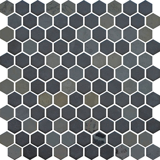 Mosaic Opalo Stone Noir Hexagon Glossy 12" x 12"