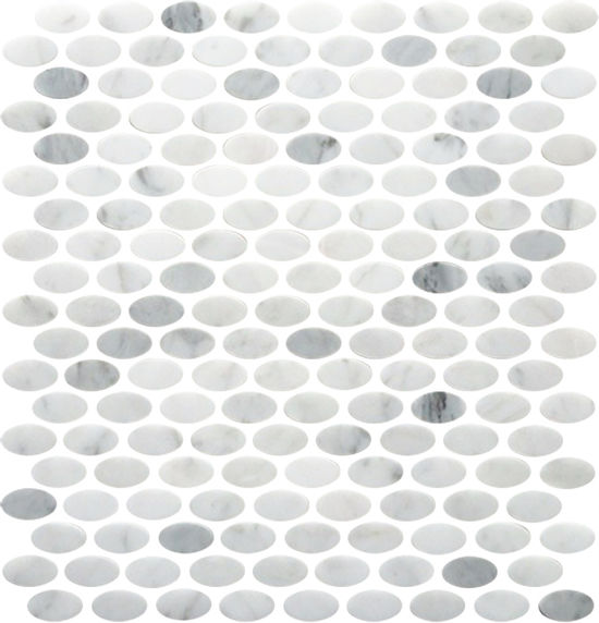 Mosaic Oval Bianco Carrara Polished 12" x 12" (5 sqft/box)