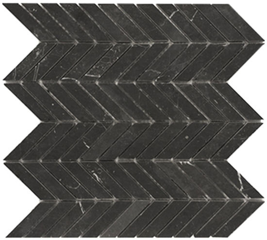 Mosaic Miki Chevron Black Marquina Matte 12" x 12" (4.6 sqft/box)