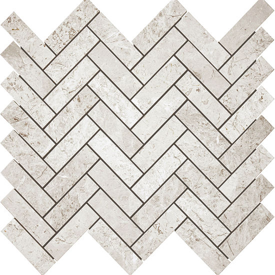 Mosaic Terra Marble Thundra Grey Herringbone Polished 12" x 12"