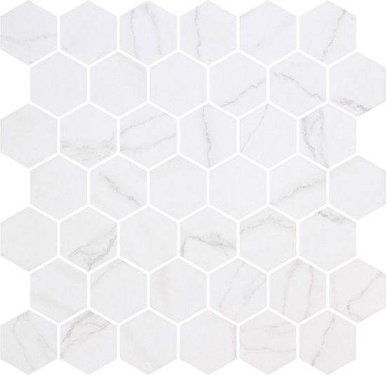 Mosaic Hex XL Ecostone Venato White Matte 12" x 12"
