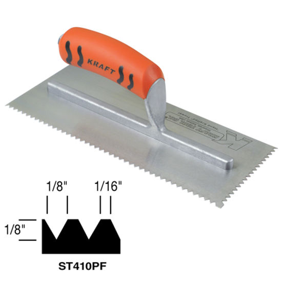 Flat-top V-Notch Trowel with ProForm Handle - 1/8" x 1/8" x 1/16"