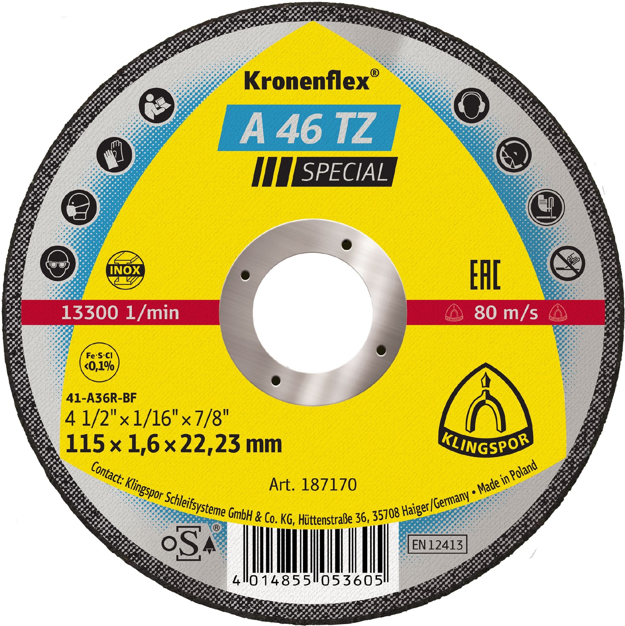 Klingspor - Kronenflex® cut-off wheels 1,6 - 1,9 mm A 46 TZ