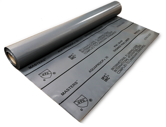 Shower Pan Liner Membrane Masters Aquaproof PVC 4' x 50' - 30 mil (200 sqft)