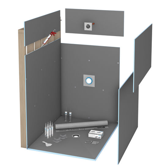 Shower Kit Ligno with Tray of 42" x 42" and Center Drain