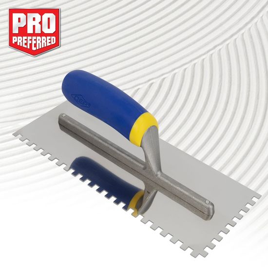 Comfort Grip Flooring Trowel Stainless Steel Square-Notched 1/2" x 1/2" x 1/2"