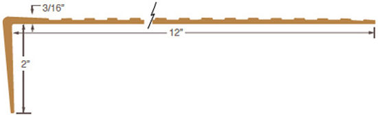 Couvre-marche régulier #5 Beige avec bande abrasive sécurité de marche 2" C2025 Safety Yellow 2-3/16" x 12" x 12'
