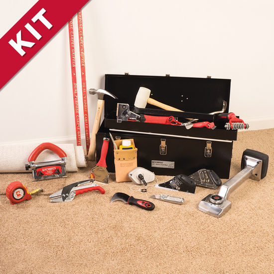 Kit d'installation de tapis avec 22 outils essentiels et boîte à outils en acier de 24 po