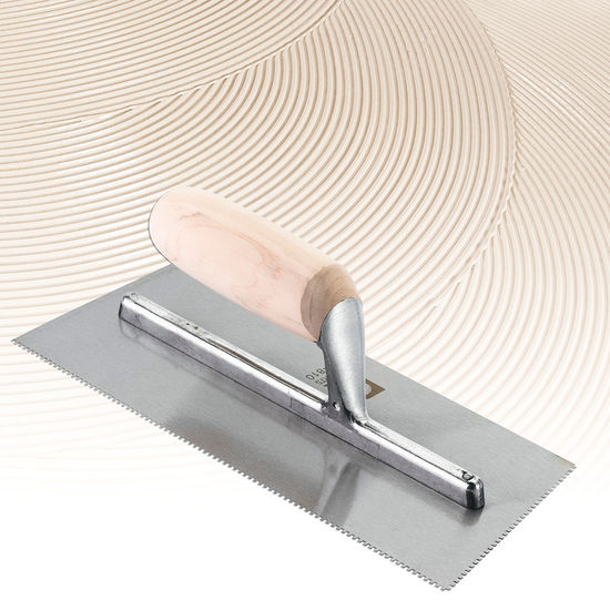 Wood Handle Trowel Flat-Top V-Notch 3/16" x 1/4" x 1/2"