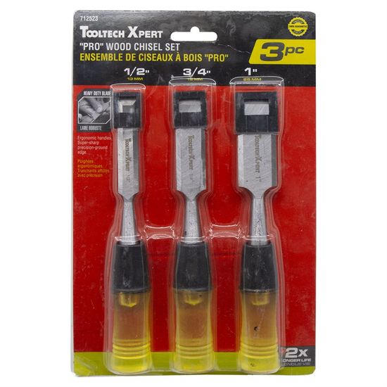 Wood Chisel Set 1/2", 3/4" and 1" - 3 pieces