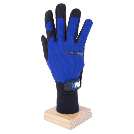 1 Pair Mechanic Gloves Blue & Black With Synthetic Leather Palm Black (Large)