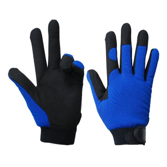 1 Pair Mechanic Gloves Blue & Black With Synthetic Leather Palm Black (XL)