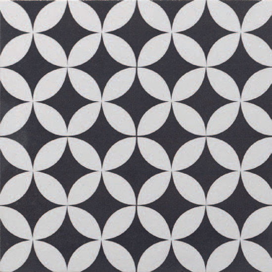Floor Tiles Ciment Corolle Blanc Noir Natural 8" x 8"