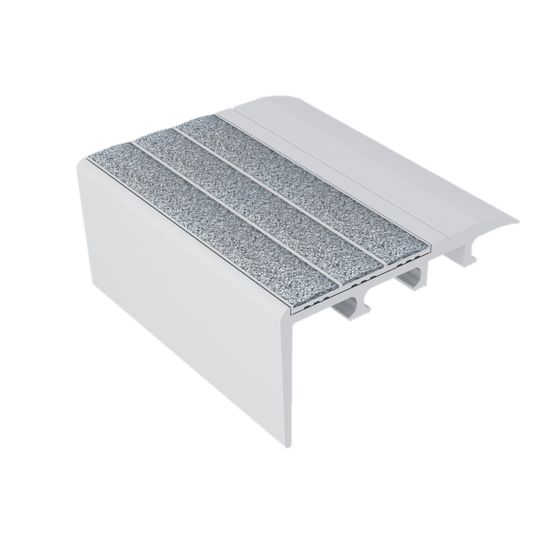 Ecoglo C4-N20 Carpet Stair Nosing Anodized Aluminium with Grey Anti-Slip Strips 2.7" (Sold in Linear Feet)