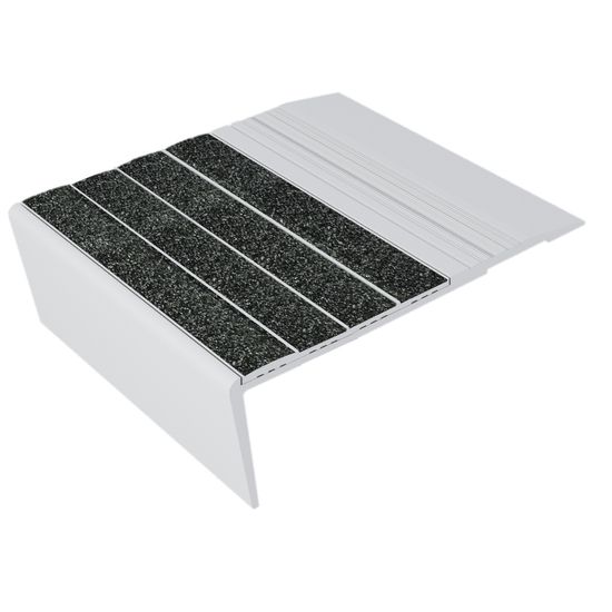 Ecoglo F6B-N30 Flat Stair Nosing Anodized Aluminium with Black Anti-Slip Strips 3.1" (Sold in Linear Feet)