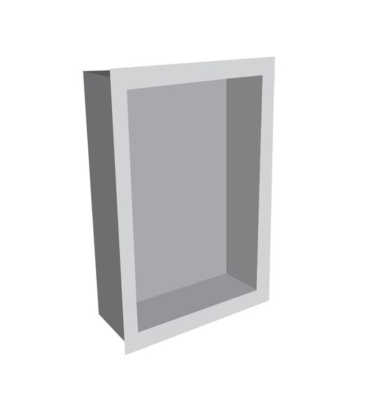 Niche de douche à cadre carré sans tablette en pierre artificielle Atlantic Grey 16" x 24"
