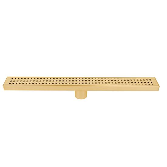 Linear Shower Drain ToWo with Slot Grit Brushed Gold 2-3/4" x 24"