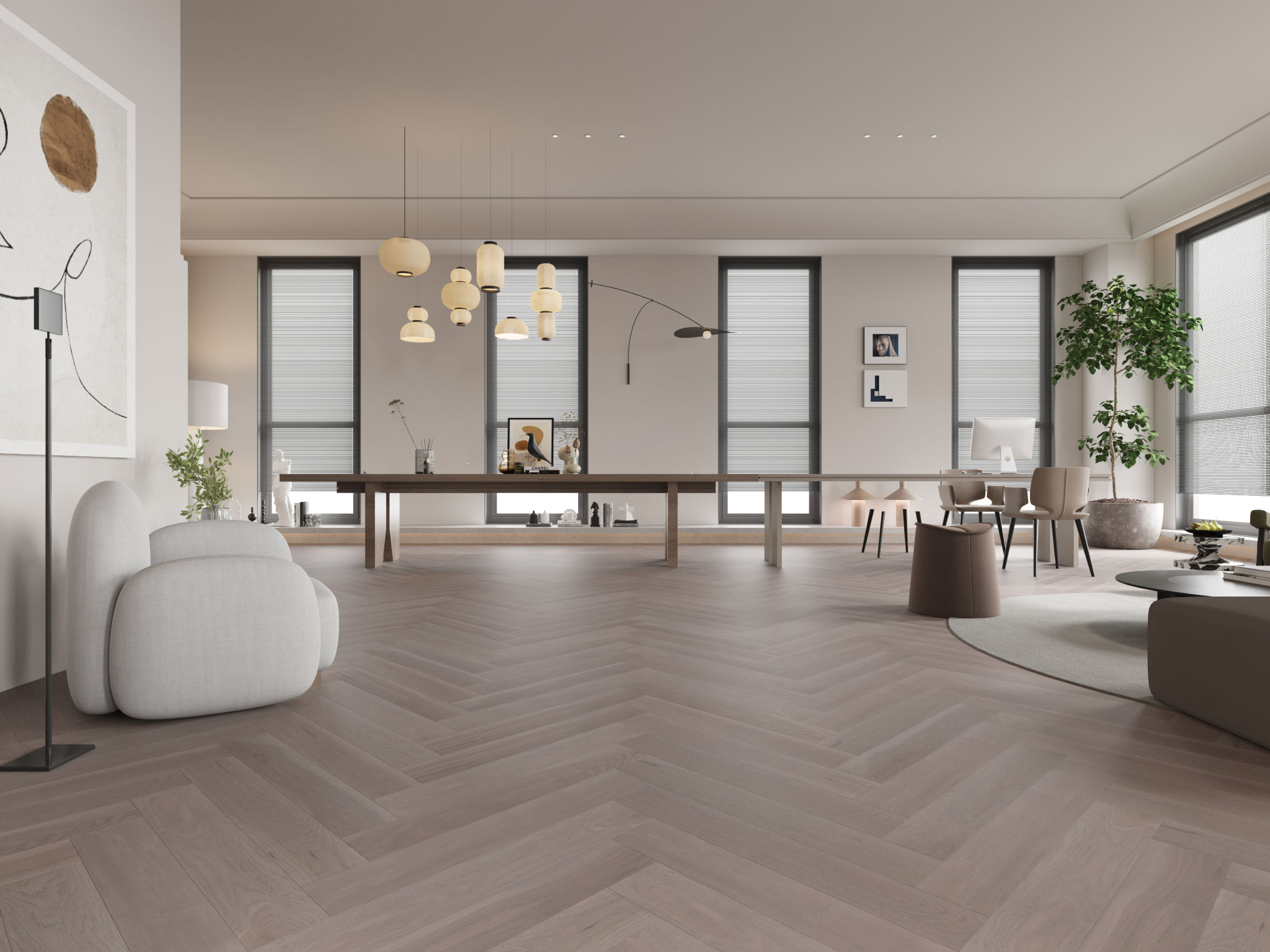 Vidar - Engineered Hardwood American Oak Herringbone Silver Stone