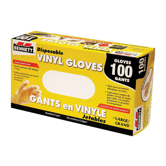 Disposable Vinyl Gloves Large (Pack of 100)