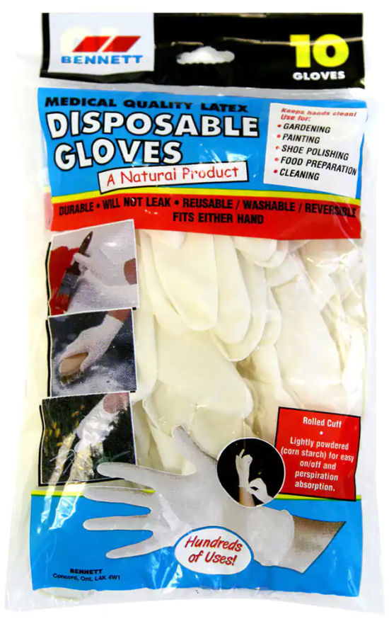 Disposable Latex Gloves Large (Pack of 10)