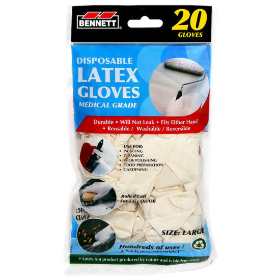 Disposable Latex Gloves Large (Pack of 20)